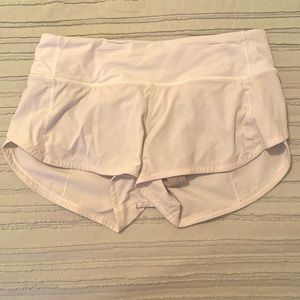 White Lululemon Speed up shorts size 2